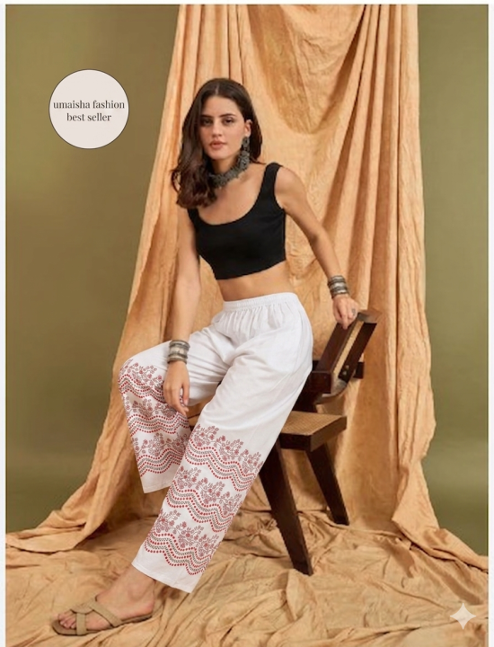 Fashion Trend Soft China Linen Fabrics Print Plazzo For Woman