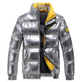 Letter Print Puffer Jacket for Men Winter Clothing Fashion Trend Bright Waterproof Padded with Hood Teen Fluffy Bubble Coat.
