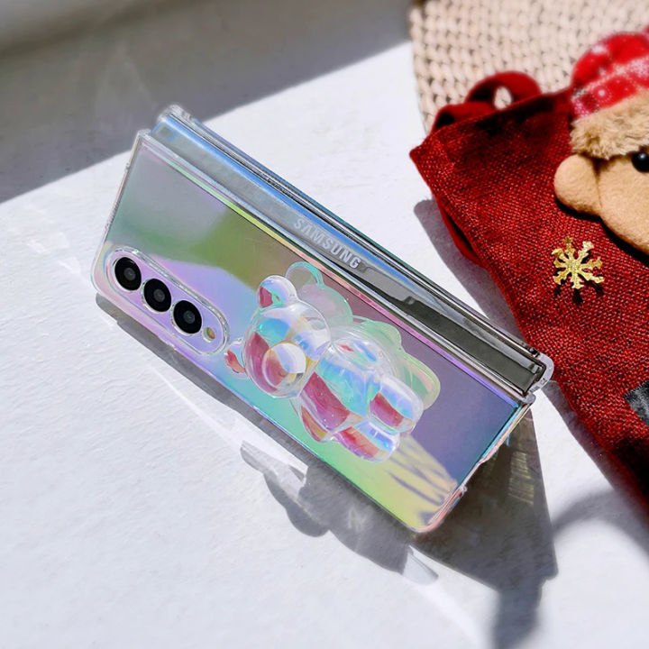 %E3%80%90Healer%20DingD%E3%80%91Laser%20Rainbow%20Gradient%20Transparent%20Phone%20Case%20For%20Samsung%20Galaxy%20Z%20Fold%205%204%203%20Cute%203D%20Crystal%20Bear%20Bracket%20Hard%20Ultrathin%20Cover%20-%20Image%205