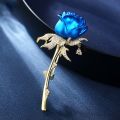 Noble Retro Blue Red Rose Flower Brooche.