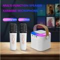 Y1 Wireless Bluetooth Speaker Multifunction with 2 Microphone RGB Portable Music Player Karaoke Machine for Child Home Gift. 