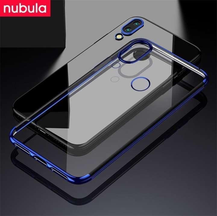 * Samsung Galaxy A20 - 100%  Case Clear Laser Plating Transparent Soft Ultra Thin Back Cove- blue