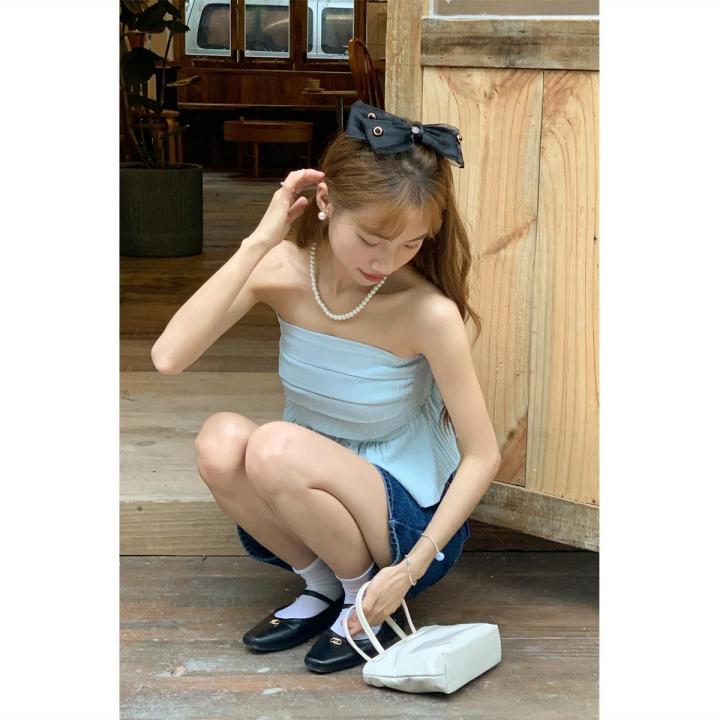 2023Summer%20Temperament%20Pure%20Desire%20Chic%20off-Shoulder%20Pleated%20Tube%20Top%20Outer%20Wear%20Inner%20Wear%20Ruffled%20Shirt%20-%20Image%203