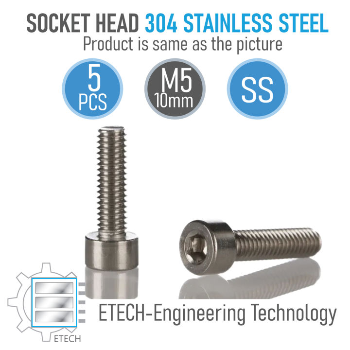 M5 10mm Socket Head Cap Screw Stainless Steel Hex Allen Bolt Hex Head DIN 912