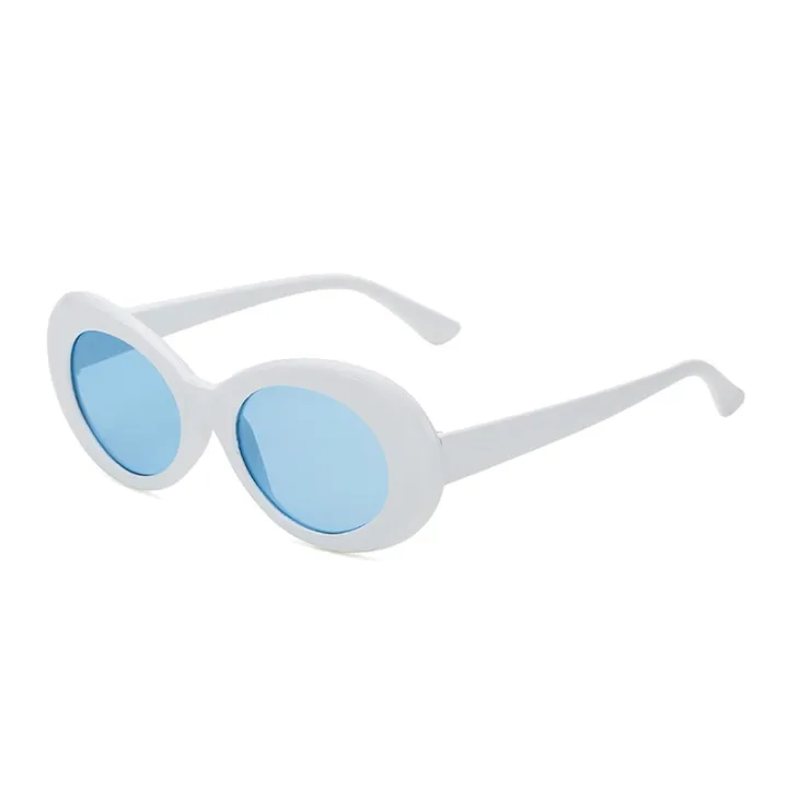 【happy one】White BlueOval Kurt Cobain Sunglasses Vintage Sun Glasses for Male Female Red Eyewear UV400