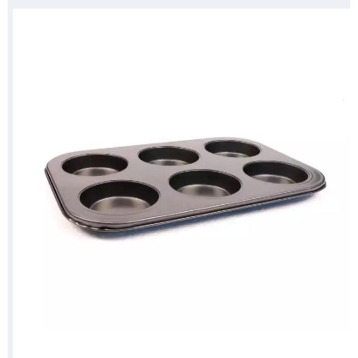 6 Hole Round Non Stick Muffin and Mini Cupcake Mold - Black