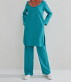 Ladies 2 Pcs Long Top and Pants Set Islamic Active Wear Arabian Yoga Jogging Modest Sportswear.