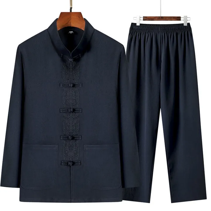 Spring%20and%20Autumn%20Ethnic%20Style%20Ancient%20Chinese%20Clothing%20Men's%20Tang%20Suit%20Men's%20Long-Sleeved%20Middle-Aged%20and%20Elderly%20Father%20Grandpa%20Cotton%20and%20Linen%20Suit60To70Years%20Old%20-%20Image%202