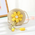 Thai Imported Handwoven Straw Crossbody Bag - Daisy Flower Design.