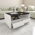 Full Glass Tea Table With 2 Drawers Simple Design Engineering Wood Coffee Table with glass top for Home & Office. 