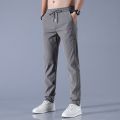 Men's Ice Silk Trousers Solid Color Mid Waist Loose Breathable Straight Casual Pants Thin Quick Dry Sports Pants.