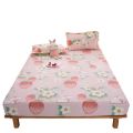 Cross-border brushed printed bed sheet three-piece set Simmons mattress protector dust cover bed sheet fixed anti-slip cover. 