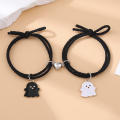 Candy Color Lovers Bracelets 2PCS/set Rope Chains Heart Charm Bracelets love magnet Ghost Charm Bangles for Anniversary Gifts Relationship Jewelry Casual Wear Valentine's Day Friends Accessory.