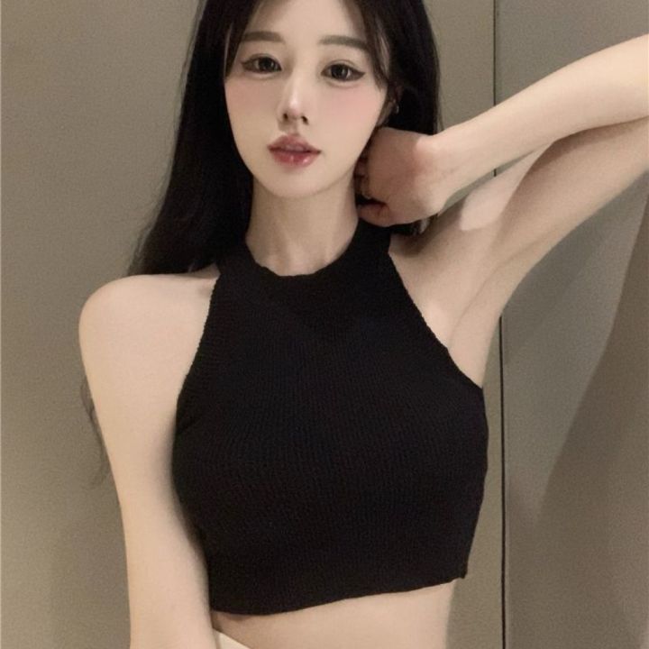 New Summer knitted Neck Vest Spice Girls Sexy Sling Casual Sweet Tank Top Beach Vacation