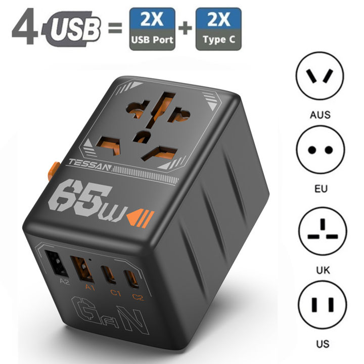 TESSAN%20100W%20GaN%20Universal%20Travel%20Adapter%20Worldwide%20with%20USB%20and%20Type-C%20Fast%20Charging%20Power%20Adapter%20EU/UK/USA/AUS%20plug%20for%20Travel%20-%20Image%207
