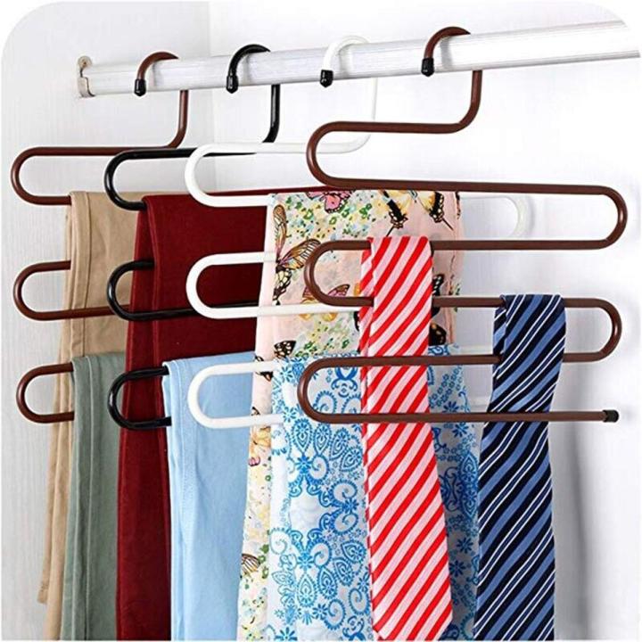 5-layer Pants Storage Rack S-shaped Hanger Stainless Steel Iron Rack ...