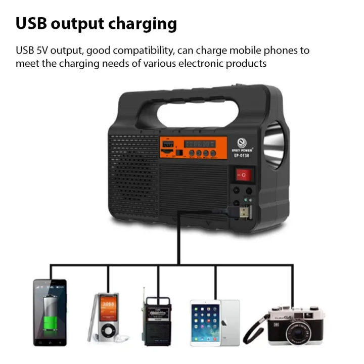 Portable%20Solar%20Generator%20with%20Solar%20Panel%20Radio%20BT%20Speaker%20Phone%20Charger%20Flashlight%20Power%20Station%20Built-in%203600mAh%20Rechargeable%20Battery%20for%20Outdoor%20Camping%20Emergency%20Illumination%20System%20with%203Pcs%20External%20Light%20Bulb%20-%20Image%207
