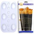CANVAS.12 Pcs Paint Brush Set and 1 Pieces Artist Color Palette. 