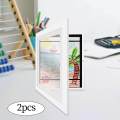 2x Wooden Photo Frame, Frame Front Opening Card Display, Glass Floating Front Open Artwork Picture Frame for Living Room, Baby Shower. 
