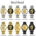 Luxury Gold Watch for Men Dragon Watch Brand Business Dragon Sculpture Stainless Steel Watch.