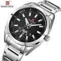 NAVIFORCE NF9038 - Silver Stainless Steel Analog Watch for Men - Silver & Black. 