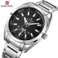 NAVIFORCE NF9038 - Silver Stainless Steel Analog Watch for Men - Silver & Black.
