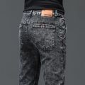Solid Color Cotton Black Dark Gray Jeans Men's Trousers Classic Slim Stretch Casual Korean Fashion Youth Male Denim Trousers.
