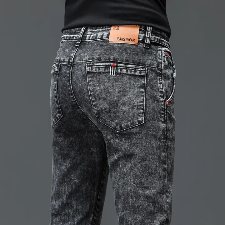 Solid%20Color%20Cotton%20Black%20Dark%20Gray%20Jeans%20Men's%20Trousers%20Classic%20Slim%20Stretch%20Casual%20Korean%20Fashion%20Youth%20Male%20Denim%20Trousers%20-%20Image%206
