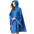 Women's Stylish Polyester Waterproof Rain Poncho Cloak Colorful Raincoat with Hood Zipper and Big Pocket on Front..