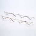 Personality no sheet metal inlaid diamond glasses female tide European and American ins style half frame street shot V-shaped decorative frame male s2057.