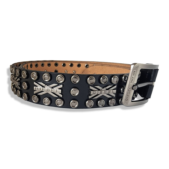 Leather%20Belt%20For%20Men%20Black%20Color%20Men's%20Diesel%20Studded%20-%20Image%202