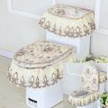 Four Seasons Toilet Cushion Seat Gold Velvet Lace Fabric Toilet Cushion Three-Piece Set Toilet Cover Cushion Zipper Summer Model. 