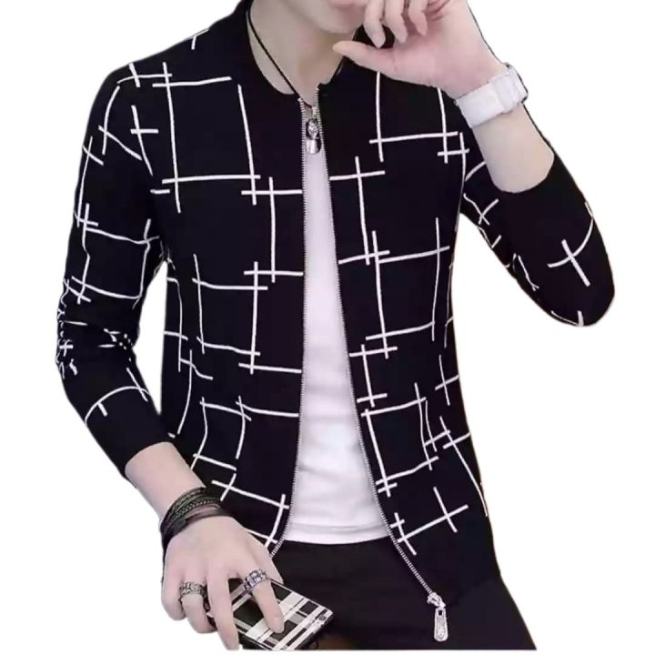 BLACK COLOR LONG SLEEVE FLEECE &COTTON WINTER MENS JEPER JACKET.