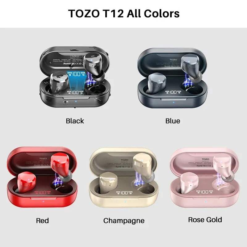 TOZO T12 Bluetooth Earphones ,Wireless Earbuds With Premium Sound