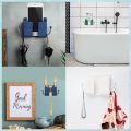 Smart Wall-mounted Storage Rack Double Hook Mobile Phone Charging Bracket Wall-mounted Remote Control Storage Box. 