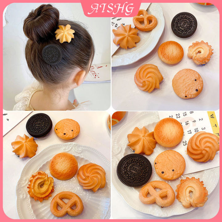 AISHGSimulation Food Biscuit Hairpin Girl Cute Funny Oreo Biscuit Hair Clip Hair Accessories