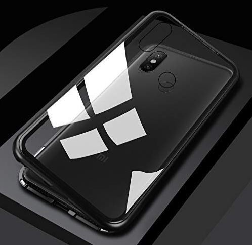 FancyArt 360� Full Body Case for Redmi Note 5 Pro Case, Magnetic Adsorption Metal Back Tampered Glass Cover for Xiaomi Redmi Note 5 Pro (Magnet Frame Black)