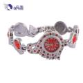 Stainless Steel Analog Watch for Women - Red and Silver. 