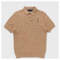 Ralph Lauren Cable-Knit Cotton Polo Sweater โ Beige.