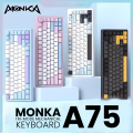 MONKA A75 Aluminum Tri-Mode Wireless Mechanical Keyboard. 