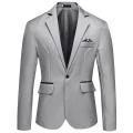 【Nightmaree】Stylish Men Blazer Temperament Wedding Blazer Solid Color Good Touch Slim Fit Suit Coat One Button. 