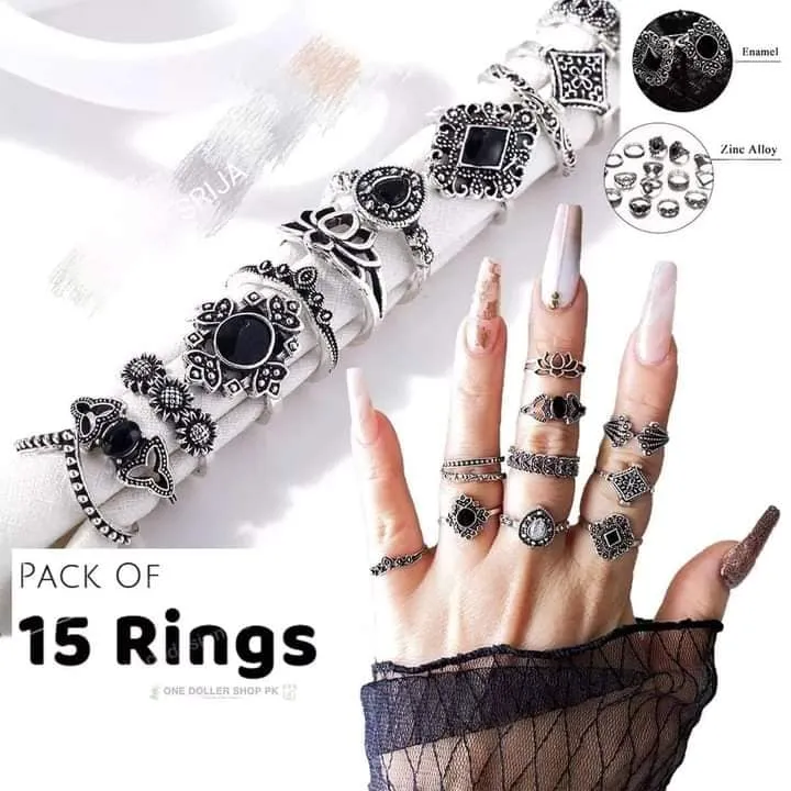 Trendy%2015%20Pcs/set%20Ring%20Set%20for%20Women%20New%20Collection/%20Finger%20Rings%20for%20Girls%20Simple%20Stylish%20-%20%20Fashionable%20Silver%20Smart%20Retro%20Rings%20Set%20Birthday%20Gift%20for%20Women%20-%20Image%203