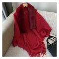 Knitting Thick Women's Loose Shawl with Faux Fur Collar for Evening Dresses Wedding Knitting Shawl Plush Wraps Cardigan Cape Moonlight Shines.