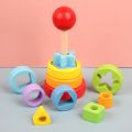 Wooden Puzzle Kids Toys Rainbow Tower Pyramid Nesting Stacking Shape Games Montessori Early Education Toys for Children Gift. 