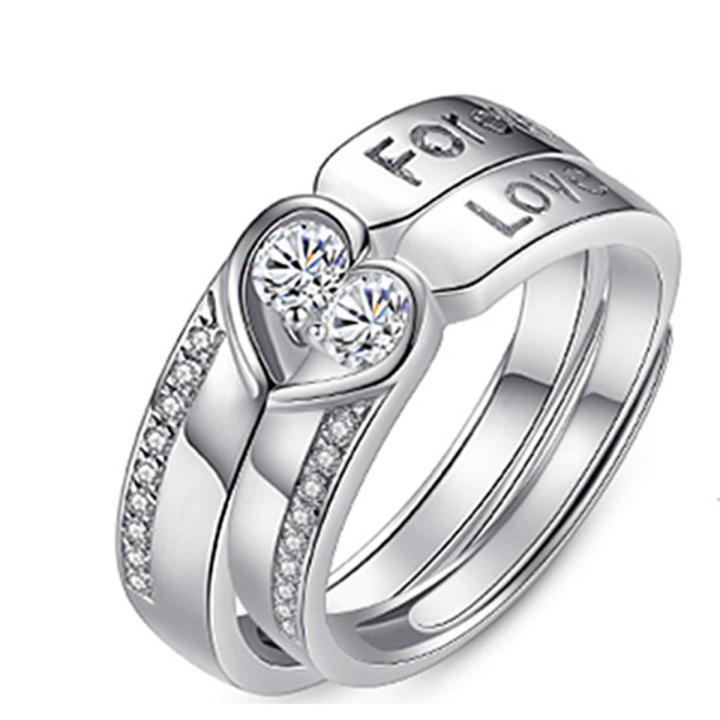 2Pcs set Love Couple Ring Heart Shaped Ring Boyfriend Girlfriend Proposal Anniversary Chinese Valentine s Day Gift Daraz .bd