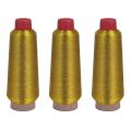 3X Computer Cross-Stitch Embroidery Threads 3000M Sewing Thread Line Textile Metallic Yarn Woven Embroidery Line Golden.
