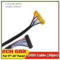 LVDS Cable 2CH 8Bit 6Bit 30Pin Left Power for 1440x900 1920x1080.
