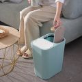 Trash Can Rectangle Plastic Push-Button Dual Compartment 12 Liter Recycling Waste Bin Garbage Can-Grey. 