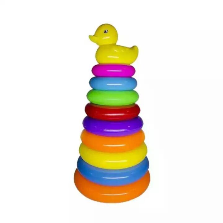 Plastic Baby Kids Stacking Stack Up Educational Toy Rainbow Ring Tower