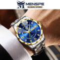 MENSPE Men's Fashion Watch Quartz Watch With Diamond Calendar Watch 30M Waterproof Luminous Watch Quartz Watch Steel Band Watch Men Wrist Watch With Luminous Pointers.